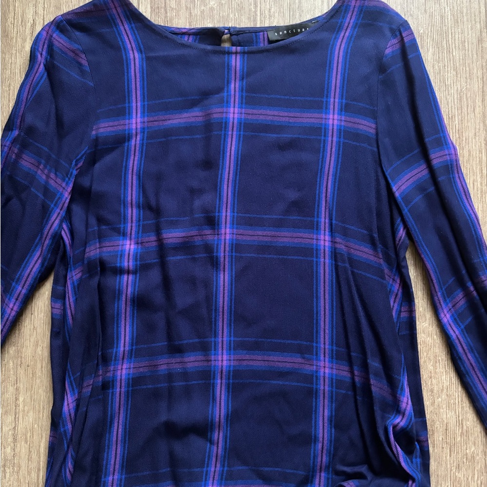 Sanctuary Blue and Purple Plaid Blouse